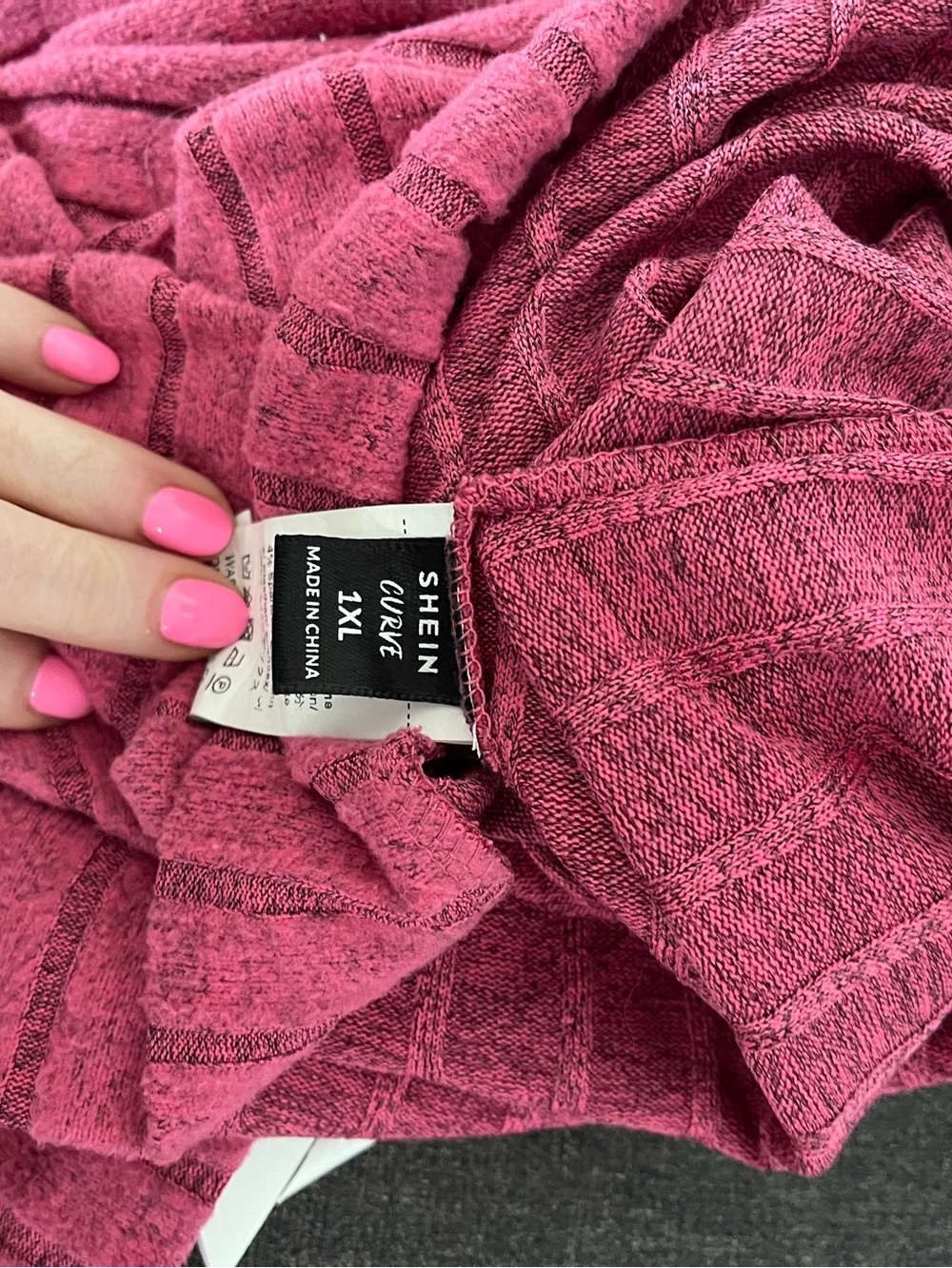 SHEIN Raspberry Pink Ribbed V-Neck Sweater Dress - Picture 3 of 3